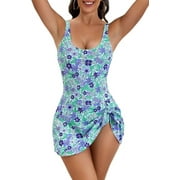 One Piece Swimdress Swimsuits for Women Tummy Control Swim Dresses Skirt Bathing Suit